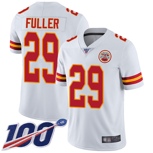Men Kansas City Chiefs 29 Fuller Kendall White Vapor Untouchable Limited Player 100th Season Football Nike NFL Jersey